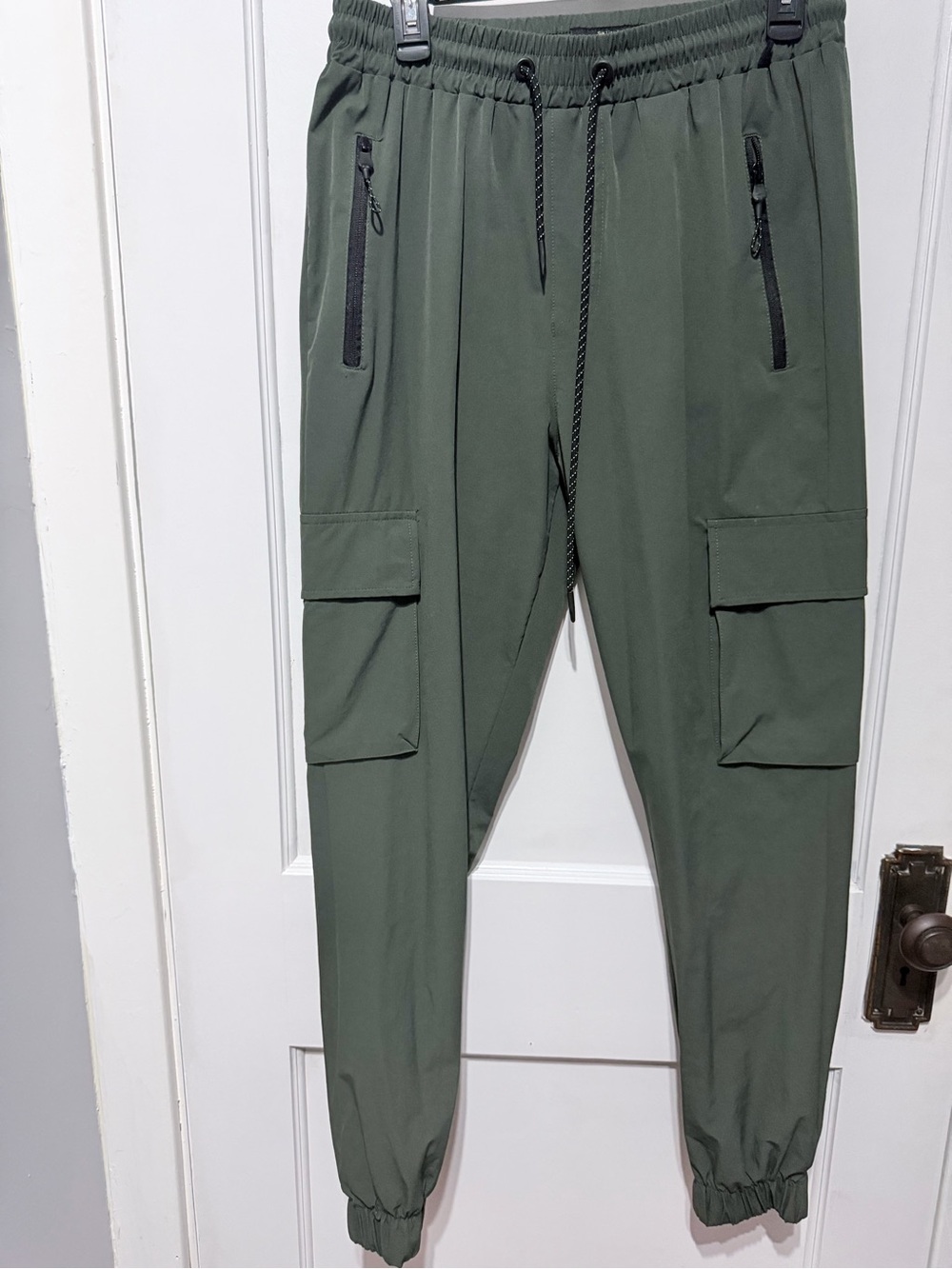 Women’s Olive Green Cargo Jogger Pants - Drawstring Waist